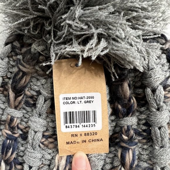 C.C Winter‎ Warm Chunky Thick Ombre Double Slip Stitch Knit Pom Cuff Beanie Gray - Picture 3 of 5